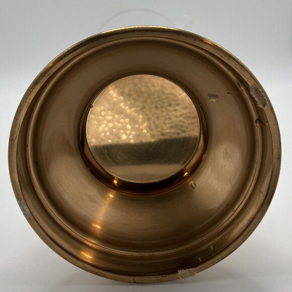 Vintage 60s MCM Glass Pitcher Brass Bottom With 6 Coupe Glasses W/ Gold Trim - Picture 5 of 9